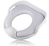 Potty Training Toilet Seat with Cushion by SoBaby | Cover Trainer Toddler Cushion for Babies | Universal Design That Fits Most Toilet Types | Soft, Padded, Non-Slip Surface and Ring | White