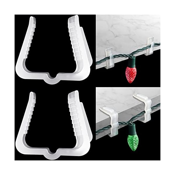 Marsui 150 pieces christmas light hanger hooks 1 5/8 inch fascia boards clips weatherproof plastic outdoor holiday light clip for christmas party decoration roof gutter fence eave
