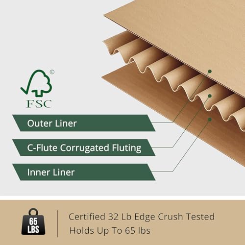 Image of Simple deluxe 12x10x8 Shipping Boxes, 1Pack Corrugated Cardboard Boxes Small Shipping Box Moving Boxes for Business Packaging Box