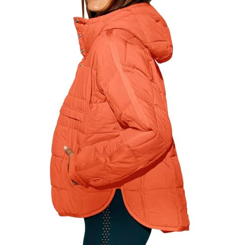 Womens Oversized Puffer Jacket Quilted Dolman Hoodies Pullover Packable Hooded Oversize Winter Coat Tops Long Sleeve3
