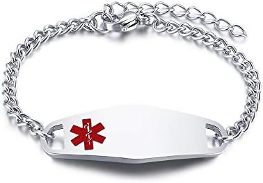 VNOX Black Plated 12mm Stainless Steel Medical Alert ID Identification Link Wristband Bracelet for Men Women,21cm,Free Engraving