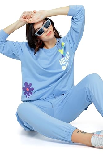 Image of ZEYO Women Cotton Track Suit Conversational Printed Co-ords Set