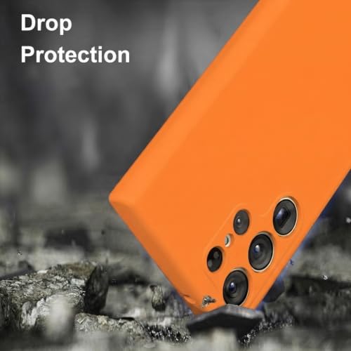Image of DIZORO Microfiber Candy Compatible for Samsung S25 Ultra 5g Smooth Touch Cushion Liquid Soft Silicone Gel Rubber Phone Cases Non-Slip Full Body Protective Shockproof Back Cover(Orange)