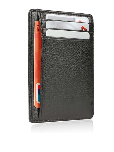 Genuine Leather Credit Card Wallet Slim Card Holder Wallet for Men and Woment(Black)3