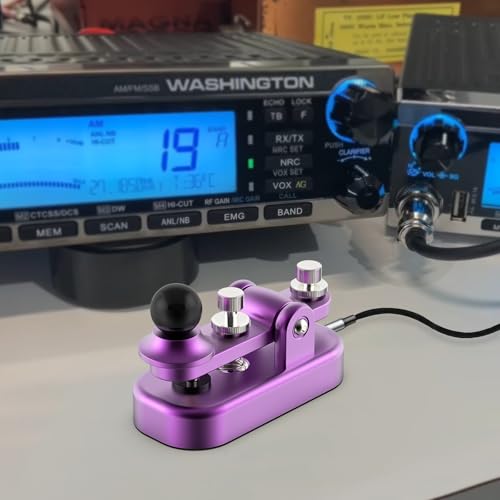 Image of Mini Morse Radio Key CW HAM Send Telegram Double Paddle Morse Code Key with Aluminum Alloy Body Base (Purple)