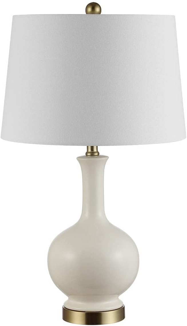 SAFAVIEH Lighting Collection Bowie Cream Ceramic 26-inch Bedroom Living Room Home Office Desk Nightstand Table Lamp (LED Bulb Included)