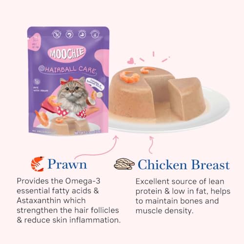 Image of PETS EMPIRE Moochie Cat Pate with Prawn (85g X 48) Tasty Wet Cat Food, No Artificial Flavours Cats Food with Prawn & Taurines, Non-Vegetarian Cat Foods Pouch for Adult Cats