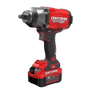 CRAFTSMAN V20 RP Impact Wrench, Cordless, Brushless, High Torque, 1/2 Inch, 4Ah Battery and Charger Included (CMCF940M1)
