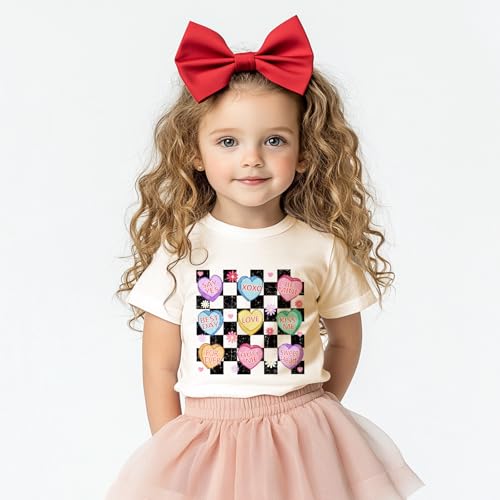 Toddler Girls Valentine's Shirt Cute Love Heart T-Shirts Kids Valentine's Shirts 2-10 Years2