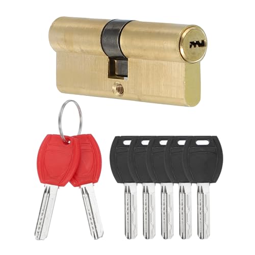 PATIKIL European Double Lock Cylinder, 80mm(35/10/35) Door Cylinder Lock with 7 Keys Solid Brass Lock Cylinder for Anti-Theft Wooden Aluminum Door