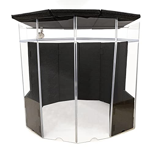 Sound Shields by Emagispace - 6-panel Isolation Booth with 66” Panels and 12” Ext. Panels Music Practice - All Acrylic Drum Shield with Padded Sound Dampers, Lid, Support Beam, and Clip-on Fan