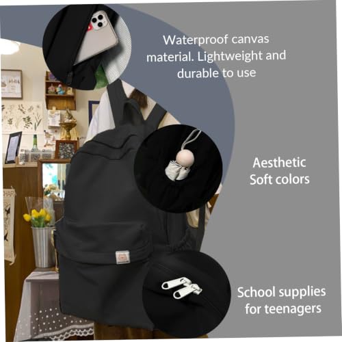 Mochila escolar negra impermeable que soluciona la falta de espacio en viajes 5