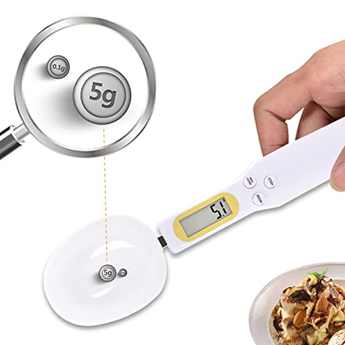 Cuchara Medidora ElectróNica Ajustable Digital Cuchara Pesa Hasta 1-500g Cucharas Digitales de Cocina Grande Pantalla LCD Medidas Onzas Gramos Kilates MáXimo 30ml para Té, Leche y Café