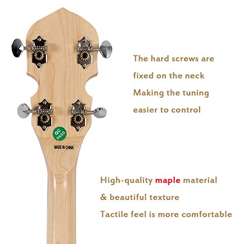Mulucky 5 String Banjo - Remo Drumhead Openback Beginner Kit With Gig Bag Tuner Picks Strings Strap - B1101