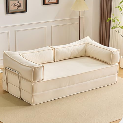 Sofá cama convertible, futón de pana con almohadas para sala de estar o dormitorio