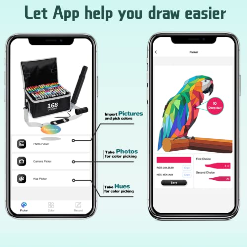 Vokiuler 168 Colors Alcohol Markers For Artists, Smart Coloring App, Art Markers Set, Dual Tip Markers For Kids Adult Artist Coloring Painting Sketching Drawing, Chisel & Fine With Travel Case #TOP1