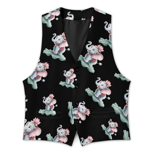 Elephant Men's Suit Vest Slim Fit Business Dress Party Pattern Waistcoat Vest Top3