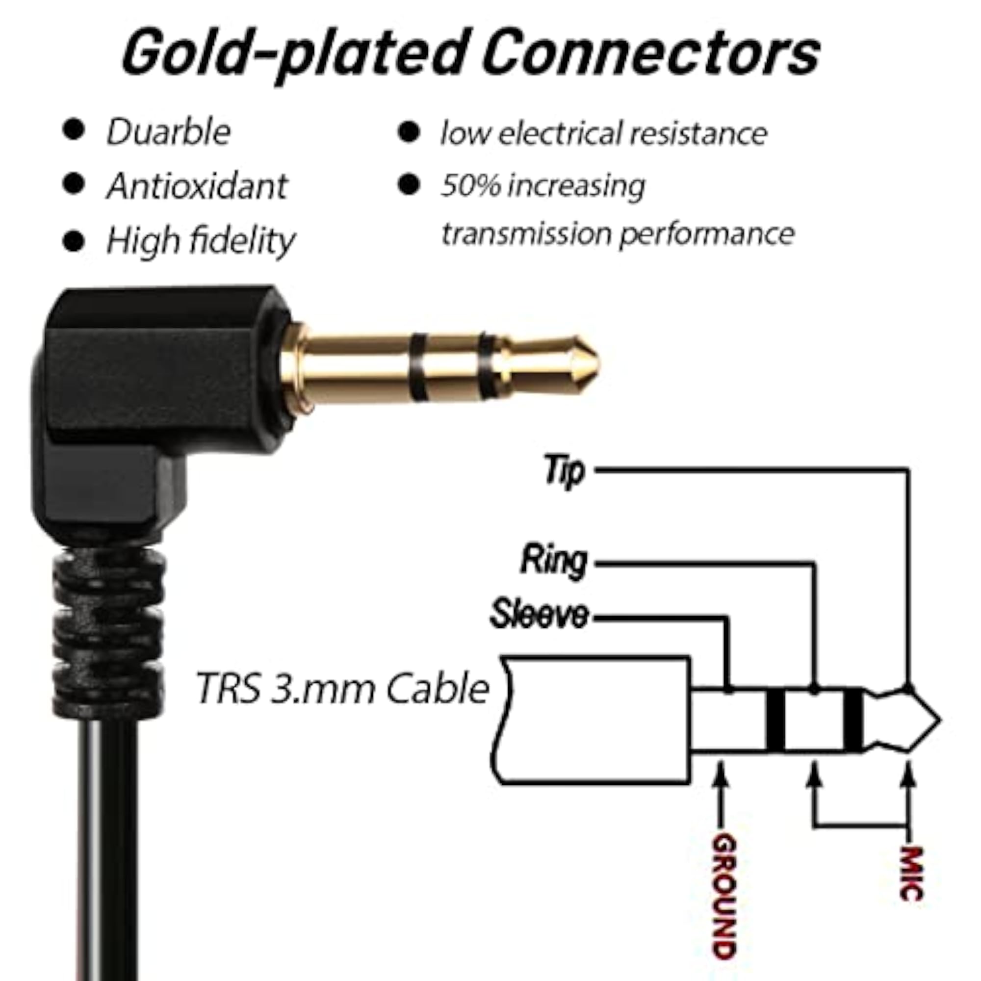 TRS Cable 3.5mm Adapter Microphone Patch Cable