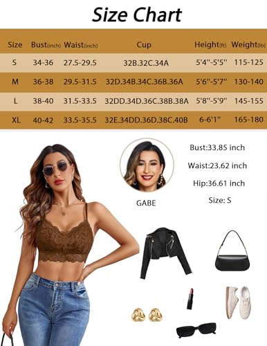 Image of Avidlove Lace Bralettes for Women Padded Bralette Camisole Racerback Crop Top Floral Lace Bralettes V Neck