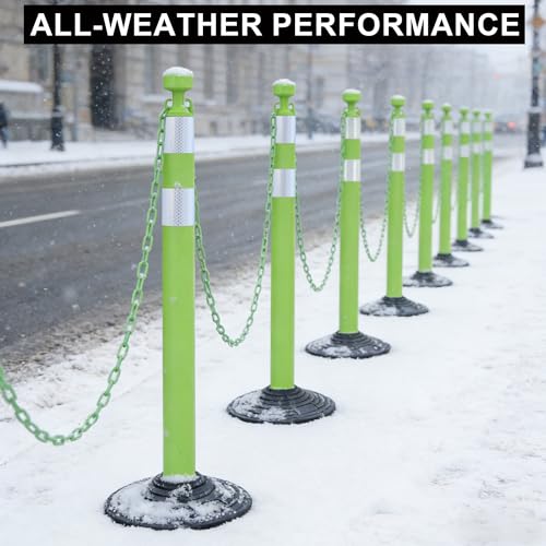 Image of OrangeStar 6 Pack Traffic Delineator Posts, 40 inch Crowd Control Stanchions