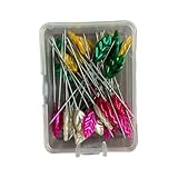 Quilting Pins I Sewing Scarf I Hijab Pins I Straight I Colorful Head Fabric Cover I Dressmaking DIY Art Craft Flower Decoration 50pcs Heart Shape Pins with Storage Box Assorted Colors (Leaf Shape) - Image 2