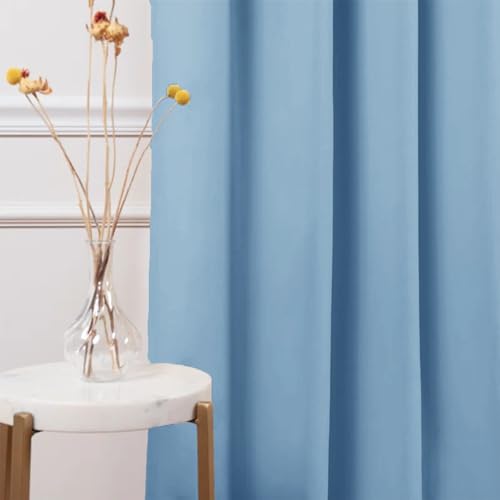 Image of HOMEMONDE Blackout Curtains Customize Size - Polyester 90% Light Blocking Curtains with Rod Pocket Style, Energy Efficient Panels Single Pcs - (Solid Sky Blue)