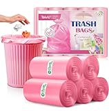 Teivio 1.3 Gallon 100 Counts Strong Trash Bags Garbage Bags, Bathroom Trash Can Bin Liners, Plastic Bags for home office kitchen, Pink