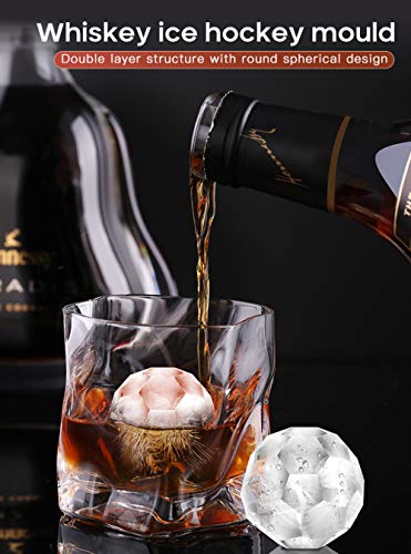 KINUO Bandejas de cubo de gelo de futebol 3D, 6 cavidades, molde de cubo de gelo, esfera de gelo, mo