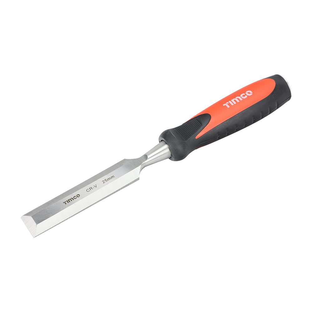 TIMCO - Bevel Edge Wood Chisel (Size 25mm - 1 Each), Red