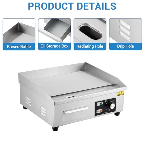 Image of Garvee 18 In Commercial Electric Griddle, Flat Top Grill Countertop Griddle