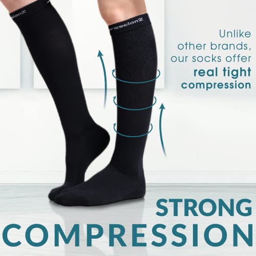 Image of CompressionZ 30-40 mmHg Compression Socks for Women & Men | Knee-High Support Stockings Travel, Nurses and Athletes