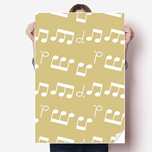 Decal poster notes de musique jaune clair grand format autocollant mural 80x55 cm - 2