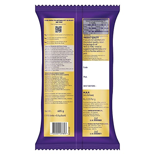 Image of Cadbury Caramel Choclairs Gold Birthday Pack (110 Candies), 605 Gm