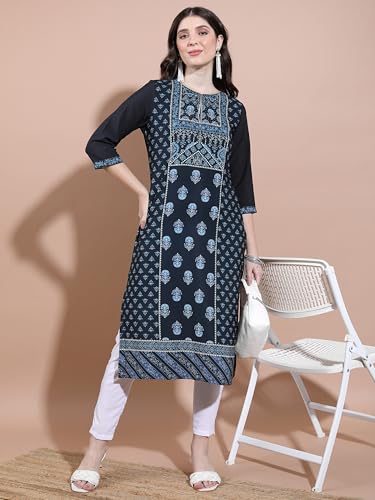 Image of Vishudh Women's Kurta | Regular Fit | Trendy Ethnic Top for Everyday Comfort