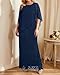 Plus Size Mother Bride Women Navy Blue Lace Long Cape Formal Wedding Guest Evening Gowns Bridesmaid Mermaid Prom Dress