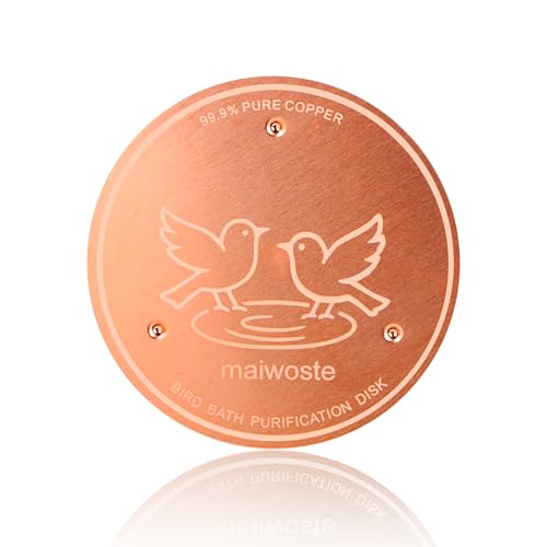 maiwoste Bird Bath Copper Disk, 4 Inch 0.6mm Thick 99.9% Pure Copper Disc with Triple-Point Support, Natural Water Cleaner for All-Season Use, Universal Fit for Outdoor BirdBaths, Bowls