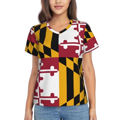 T-shirt sport Maryland femme col V à manches courtes pour le fitness