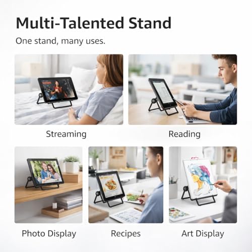 Image of Mizi Adjustable Tablet Stand Holder - Foldable Non-Slip Desk Cradle for 9-12.9 inch Tablets, iPad, Samsung Galaxy Tab, Kindle Fire & More - Multi-Angle Display Stand for Tablets, Photos & Frames - Black