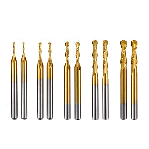 Fraises CNC revêtues d'étain bout sphérique lot de 10 outils pour micro-usinage