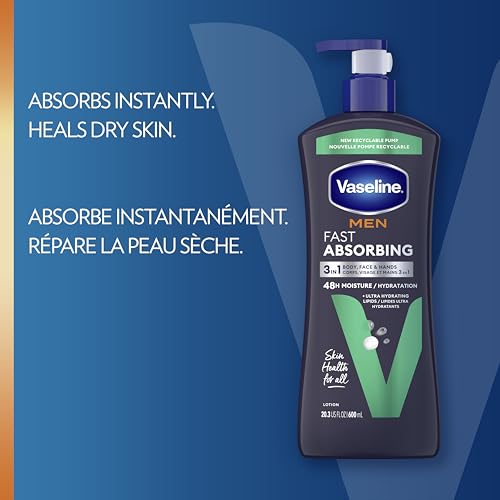 Vaseline Men 3-in-1 Fast Absorbing Lotion for Dry Skin, 600ml - Image 4