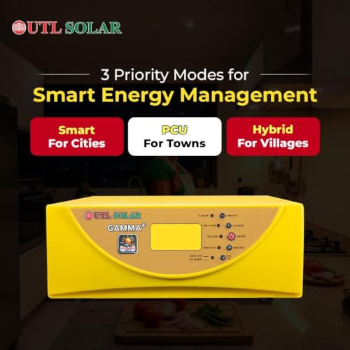 Image of UTL Gamma Plus 1012 MPPT Solar Hybrid Inverter for Home, Office & Shops | 1kVA /12V | Pure Sine Wave | Built-in MPPT Solar Charge Controller | Multi-Colour LCD Display | 3 Years Warranty