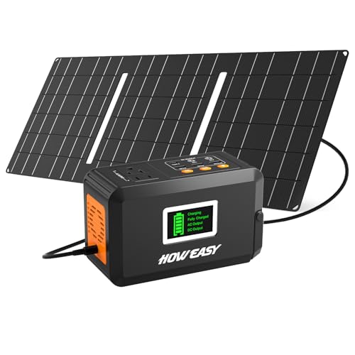 HOWEASY Solar Generator 120W(240W Peak), Portable Power Station with 30W