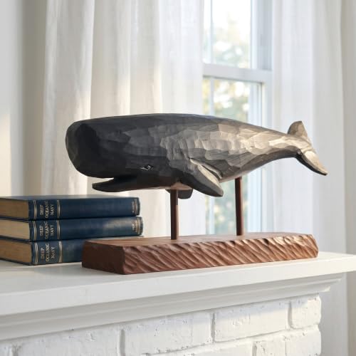 Modelo de ballena de madera con base decorativa miniatura 4