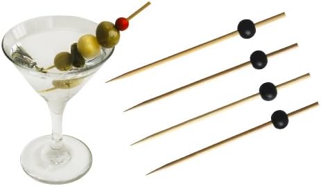 Pack of 100 Decorative Color Beaded Ball Bamboo Picks (BLACK)