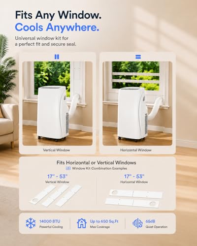 Image of Coolblus Portable Air Conditioners 14000 BTU, 4 in 1 Portable AC Unit with Cool /Dehumidify /Fan,Wi-Fi Smart Quiet AC Cool Up to 650 Sq.Ft, Remote Control, Auto Swing, White-14000BTU-WIFI