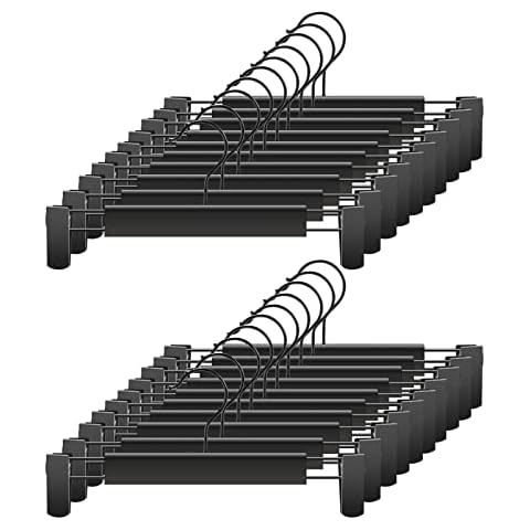 Perchas para Pantalones GUANJUNE con Clips Ajustables (20 Piezas, Negro) Cover