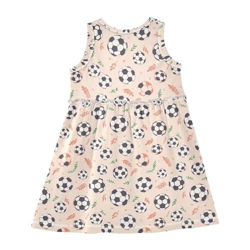 ALAZA Soccer Football Leaves Girls Toddler Casual Dress for Summer Sleeveless Dresses Sundress 2-8 Years2