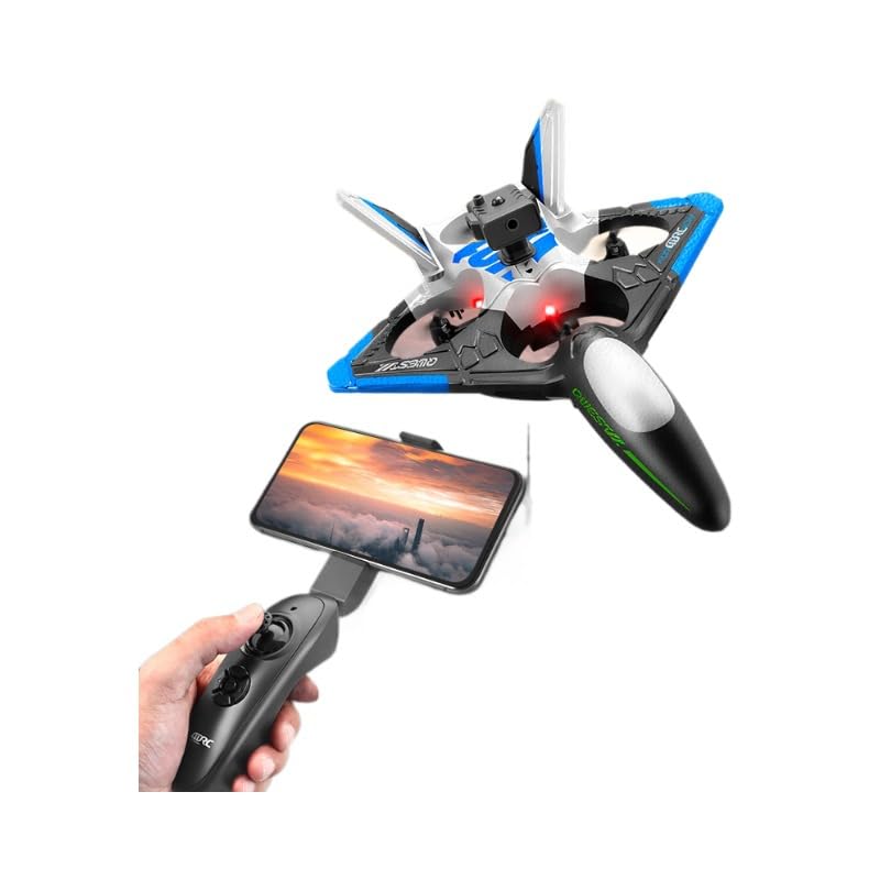 V31 Gravity-Controlled Remote Control Airplane with Obstacle Avoidance & Aerial Photography – Foam Gliding Drone for Kids 6 Channels Hand-Eye Coordination & Indoor/Outdoor Flight,Single battery