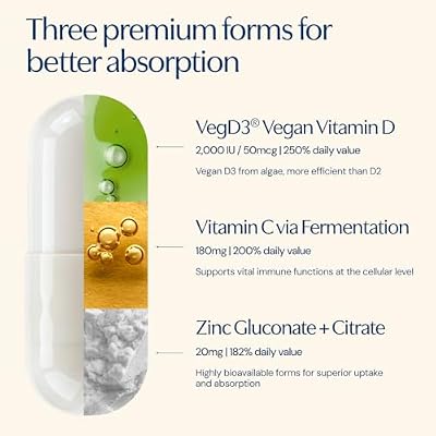 TRU NIAGEN NAD+ Immune Support Supplement - Daily Defense - Vitamin C, Vegan D3 2000 IU, Zinc, Selenium, Copper + 100mg NAD Plus Boosting Niagen NR - 30 Capsules
