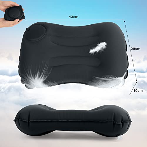 Kaket Inflatable Camping Pillow - Ultralight Travel Pillow for Beach Adults & Kids (Black) - Image 4